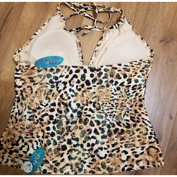 NWTs-MYNAH Swimwear Women's Plus Size 16W Leopard Print Tankini Bathing Suit Top - Picture 4 of 8